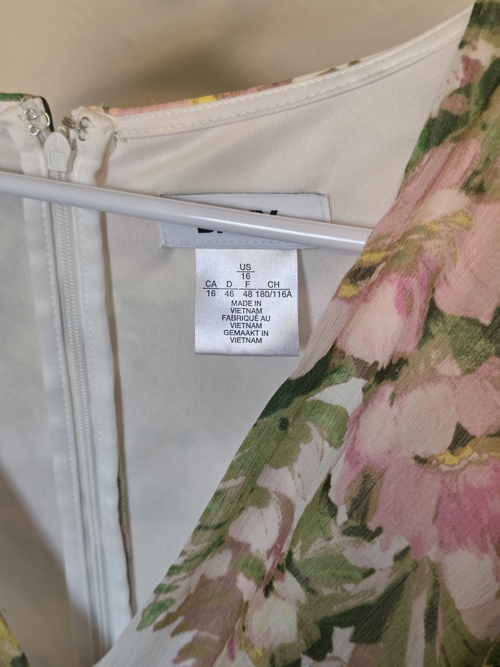DKNY Pink & Green Floral Maxi Dress with Flutter Sleeves Size 16 - Picture 5 of 8